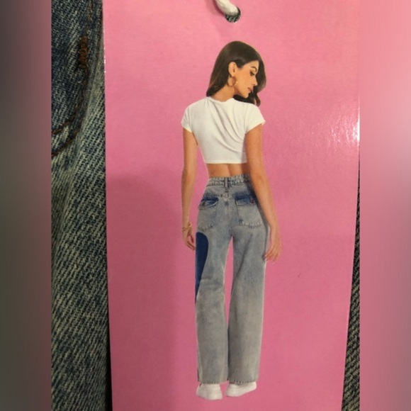 Blue wash heart shaped leg patch bootcut jeans size 9/29 new - Picture 8 of 16